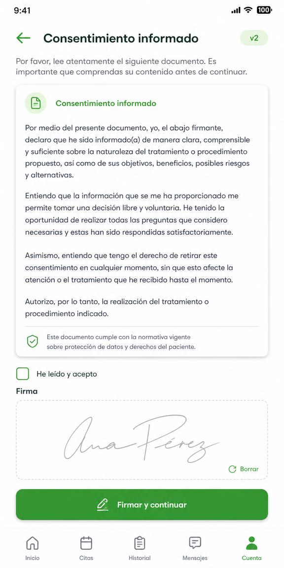 Consentimientos por servicio